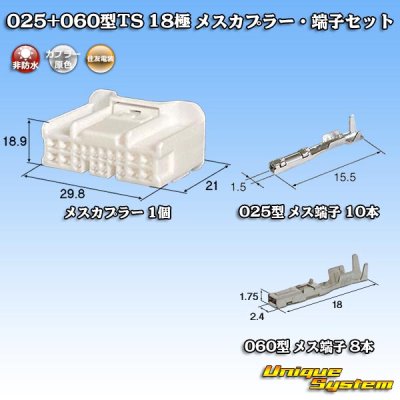 Photo1: [Sumitomo Wiring Systems] 025 + 060-type TS hybrid non-waterproof 18-pole female-coupler & terminal set