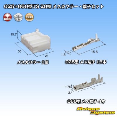 Photo1: [Sumitomo Wiring Systems] 025 + 060-type TS hybrid non-waterproof 20-pole female-coupler & terminal set