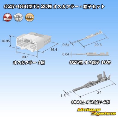 Photo4: [Sumitomo Wiring Systems] 025 + 060-type TS hybrid non-waterproof 20-pole male-coupler & terminal set