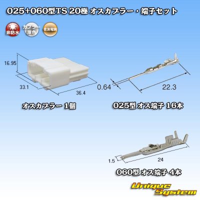 Photo1: [Sumitomo Wiring Systems] 025 + 060-type TS hybrid non-waterproof 20-pole male-coupler & terminal set