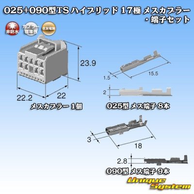 Photo1: [Sumitomo Wiring Systems] 025 + 090-type TS hybrid non-waterproof 17-pole female-coupler & terminal set