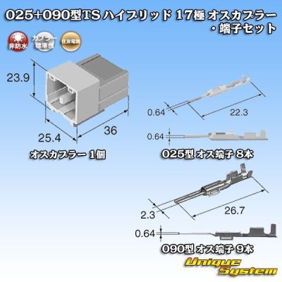 Photo1: [Sumitomo Wiring Systems] 025 + 090-type TS hybrid non-waterproof 17-pole male-coupler & terminal set