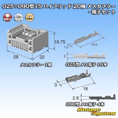 Photo1: [Sumitomo Wiring Systems] 025 + 090-type TS hybrid non-waterproof 20-pole female-coupler & terminal set