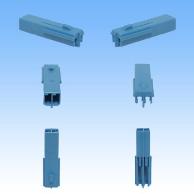 Photo2: [Sumitomo Wiring Systems] 050-type HC non-waterproof 2-pole female-coupler & terminal set (blue)