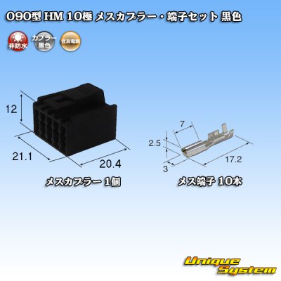 Photo1: [Sumitomo Wiring Systems] 090-type HM non-waterproof 10-pole female-coupler & terminal set (black)