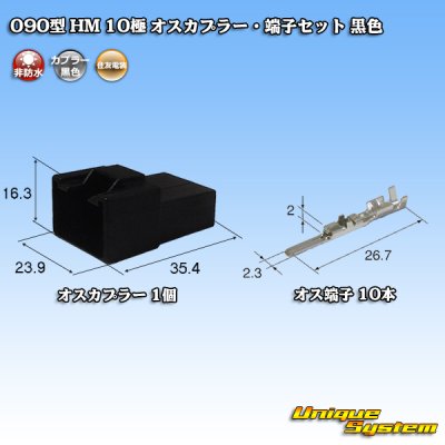 Photo1: [Sumitomo Wiring Systems] 090-type HM non-waterproof 10-pole male-coupler & terminal set (black)