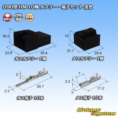 Photo1: [Sumitomo Wiring Systems] 090-type HM non-waterproof 10-pole coupler & terminal set (black)