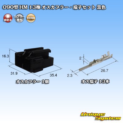 Photo1: [Sumitomo Wiring Systems] 090-type HM non-waterproof 13-pole male-coupler & terminal set (black)