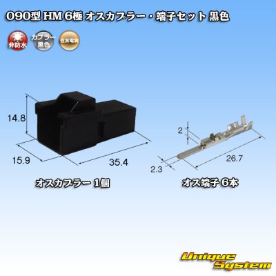 Photo1: [Sumitomo Wiring Systems] 090-type HM non-waterproof 6-pole male-coupler & terminal set (black)