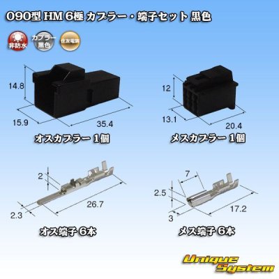 Photo1: [Sumitomo Wiring Systems] 090-type HM non-waterproof 6-pole coupler & terminal set (black)