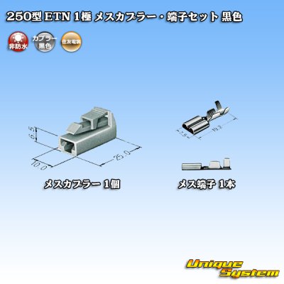 Photo4: [Sumitomo Wiring Systems] 250-type ETN non-waterproof 1-pole female-coupler & terminal set (black)