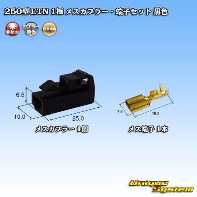 Photo1: [Sumitomo Wiring Systems] 250-type ETN non-waterproof 1-pole female-coupler & terminal set (black)