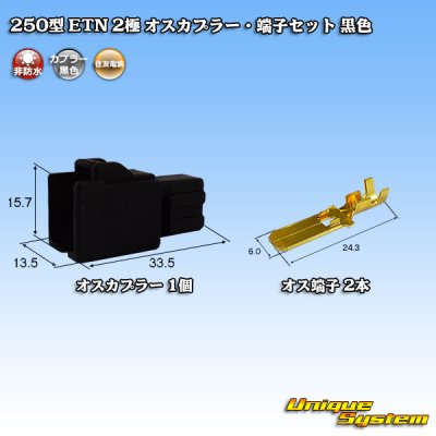 Photo1: [Sumitomo Wiring Systems] 250-type ETN non-waterproof 2-pole male-coupler & terminal set (black)