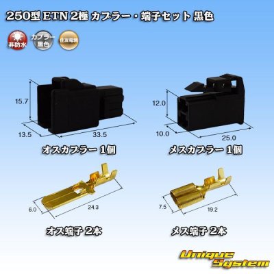 Photo1: [Sumitomo Wiring Systems] 250-type ETN non-waterproof 2-pole coupler & terminal set (black)