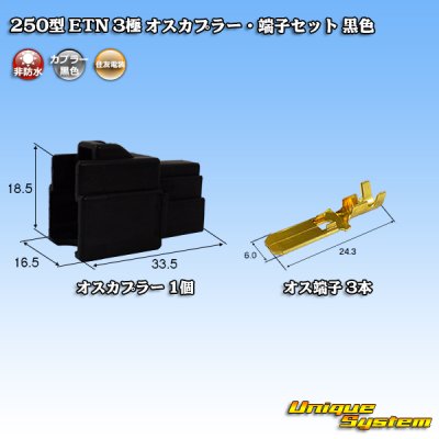 Photo1: [Sumitomo Wiring Systems] 250-type ETN non-waterproof 3-pole male-coupler & terminal set (black)