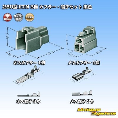 Photo5: [Sumitomo Wiring Systems] 250-type ETN non-waterproof 3-pole coupler & terminal set (black)