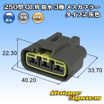 Photo1: [Furukawa Electric] 250-type QLW series waterproof 3-pole female-coupler type-2 (gray)