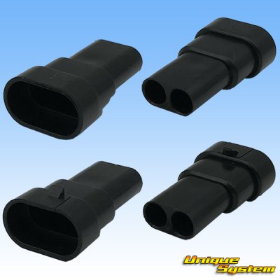 Photo2: HB3 HB4 combined use waterproof male-coupler 2-pole (black) & terminal set
