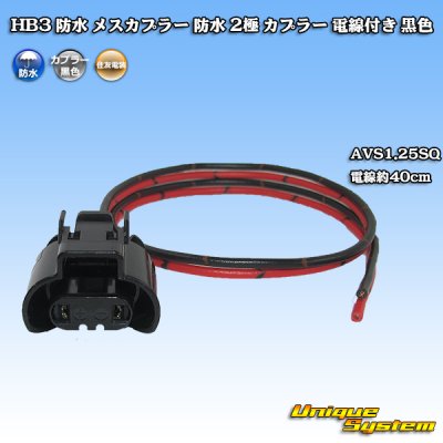 Photo1: [Sumitomo Wiring Systems] HB3 waterproof female-coupler 2-pole coupler with electric-wire (black)