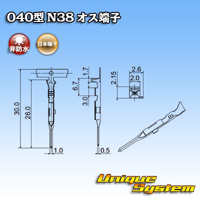 Photo3: [Nippon Tanshi] 040-type N38 non-waterproof male-terminal