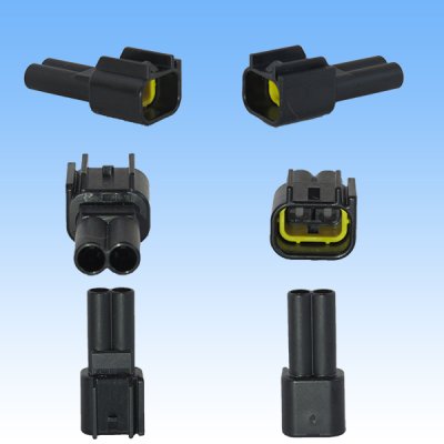 Photo2: [Furukawa Electric] 090-type RFW waterproof 2-pole coupler & terminal set (black) with retainer