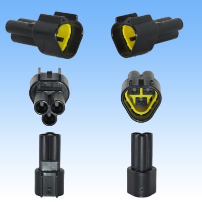 Photo2: [Furukawa Electric] 090-type RFW waterproof 3-pole coupler & terminal set triangle-type (black) with retainer