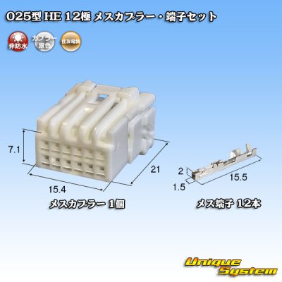 Photo1: [Sumitomo Wiring Systems] 025-type HE non-waterproof 12-pole female-coupler & terminal set