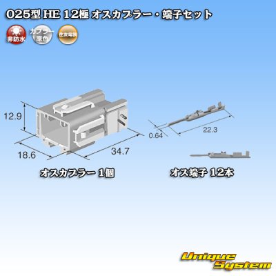 Photo5: [Sumitomo Wiring Systems] 025-type HE non-waterproof 12-pole male-coupler & terminal set