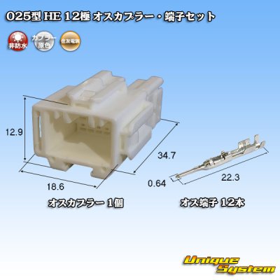 Photo1: [Sumitomo Wiring Systems] 025-type HE non-waterproof 12-pole male-coupler & terminal set