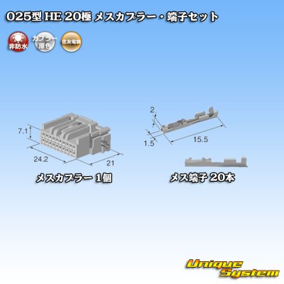 Photo4: [Sumitomo Wiring Systems] 025-type HE non-waterproof 20-pole female-coupler & terminal set