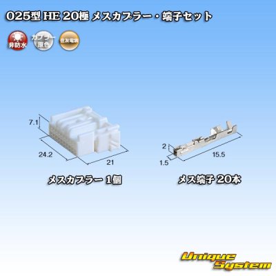 Photo1: [Sumitomo Wiring Systems] 025-type HE non-waterproof 20-pole female-coupler & terminal set
