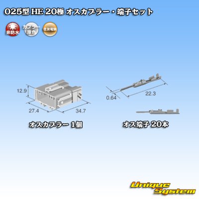 Photo4: [Sumitomo Wiring Systems] 025-type HE non-waterproof 20-pole male-coupler & terminal set