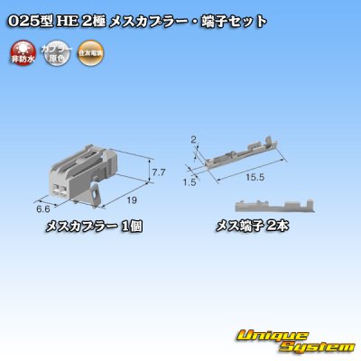 Photo4: [Sumitomo Wiring Systems] 025-type HE non-waterproof 2-pole female-coupler & terminal set