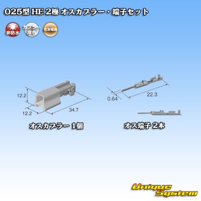 Photo4: [Sumitomo Wiring Systems] 025-type HE non-waterproof 2-pole male-coupler & terminal set