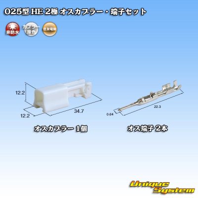 Photo1: [Sumitomo Wiring Systems] 025-type HE non-waterproof 2-pole male-coupler & terminal set