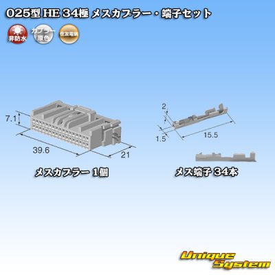 Photo5: [Sumitomo Wiring Systems] 025-type HE non-waterproof 34-pole female-coupler & terminal set