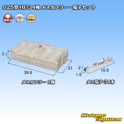 Photo1: [Sumitomo Wiring Systems] 025-type HE non-waterproof 34-pole female-coupler & terminal set