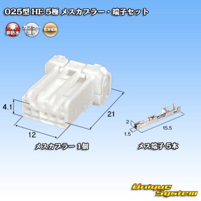 Photo1: [Sumitomo Wiring Systems] 025-type HE non-waterproof 5-pole female-coupler & terminal set