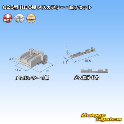 Photo4: [Sumitomo Wiring Systems] 025-type HE non-waterproof 6-pole female-coupler & terminal set