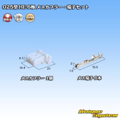 Photo1: [Sumitomo Wiring Systems] 025-type HE non-waterproof 6-pole female-coupler & terminal set