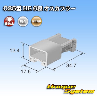 Photo3: [Sumitomo Wiring Systems] 025-type HE non-waterproof 6-pole male-coupler