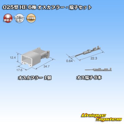 Photo4: [Sumitomo Wiring Systems] 025-type HE non-waterproof 6-pole male-coupler & terminal set