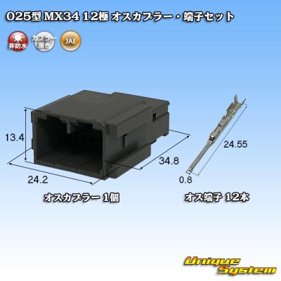 Photo1: [JAE Japan Aviation Electronics] 025-type MX34 non-waterproof 12-pole male-coupler & terminal set