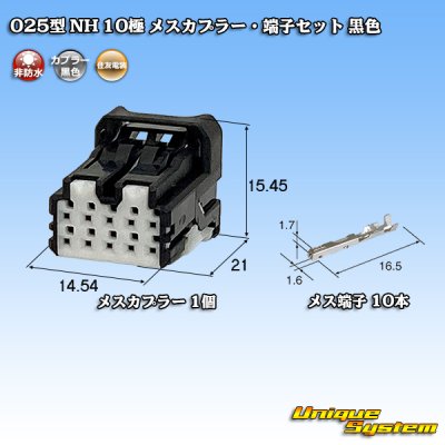 Photo1: [Sumitomo Wiring Systems] 025-type NH non-waterproof 10-pole female-coupler & terminal set (black)
