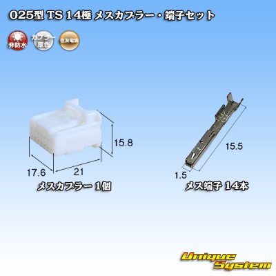 Photo1: [Sumitomo Wiring Systems] 025-type TS non-waterproof 14-pole female-coupler & terminal set