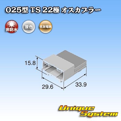 Photo3: [Sumitomo Wiring Systems] 025-type TS non-waterproof 22-pole male-coupler