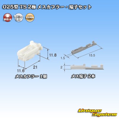 Photo4: [Sumitomo Wiring Systems] 025-type TS non-waterproof 2-pole female-coupler & terminal set