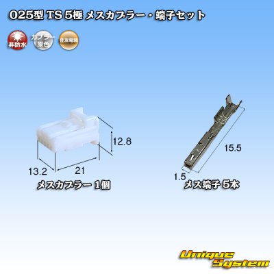 Photo1: [Sumitomo Wiring Systems] 025-type TS non-waterproof 5-pole female-coupler & terminal set