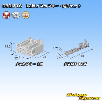 Photo4: [Sumitomo Wiring Systems] 060-type TS non-waterproof 12-pole female-coupler & terminal set