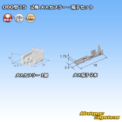 Photo4: [Sumitomo Wiring Systems] 060-type TS non-waterproof 2-pole female-coupler & terminal set